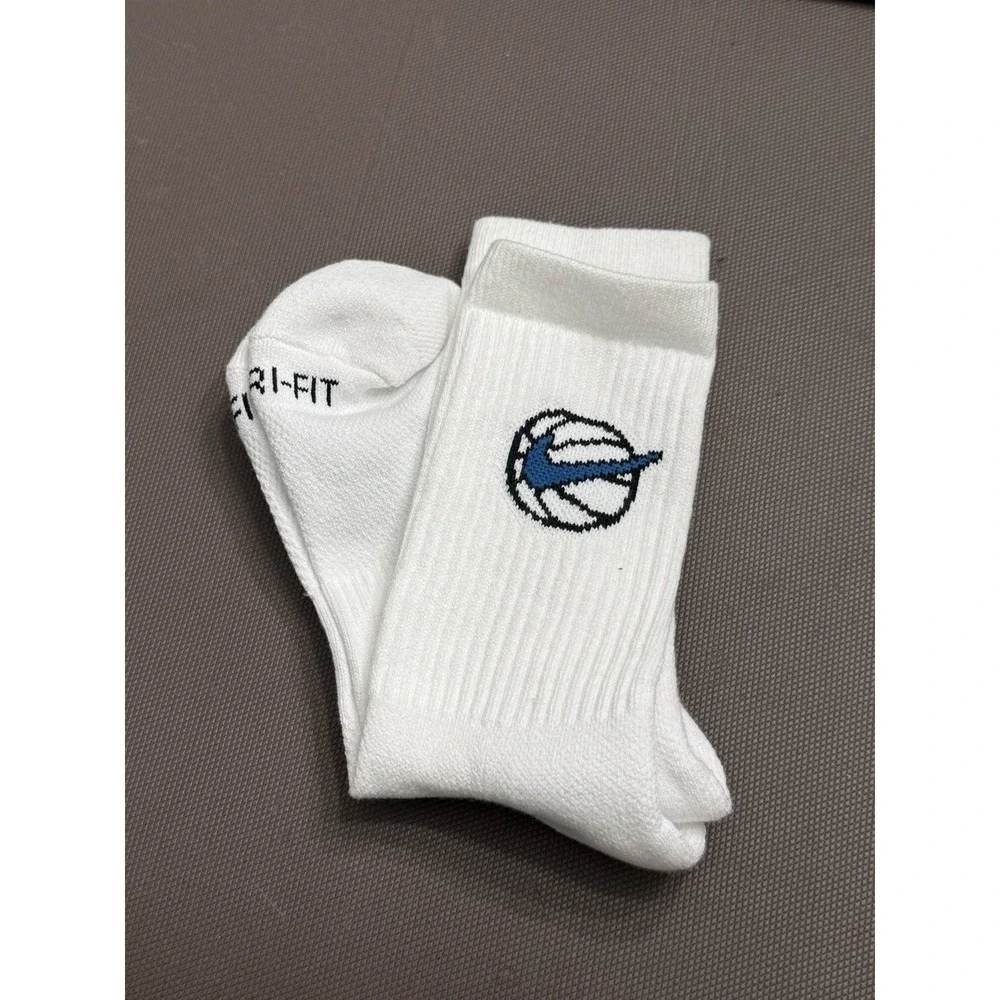 Nike Dri Fit Basketball Crew Socks Graphic White Adult Large One Pair